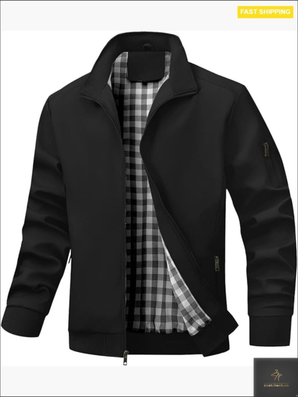 Men's Bomber Jacket Lightweight Casual Zip Up Coat Windbreaker Spring Fall